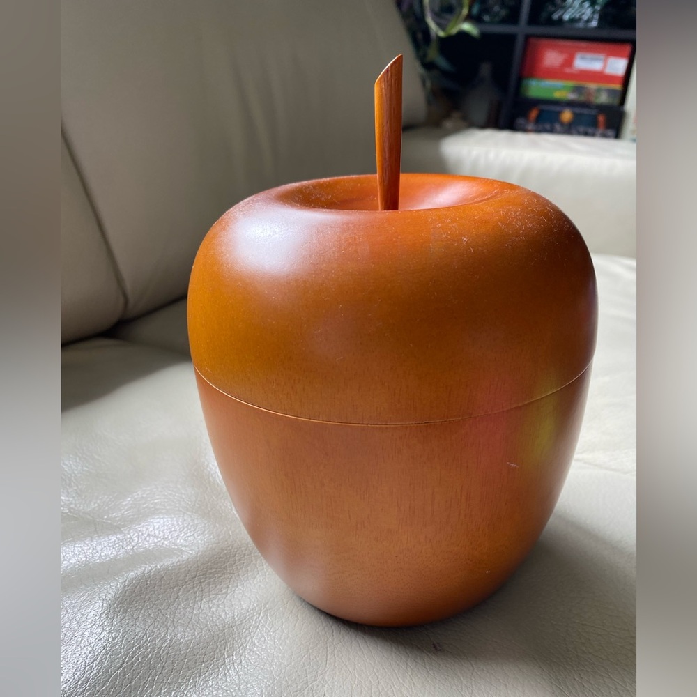 Wooden Apple Shaped Canister Jar 7.5”